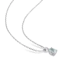 2-Piece Set of 1.8 ct. t.g.w. Aquamarine Solitaire Earrings and Pendant with Chain in Sterling Silver