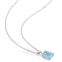 2-Piece Set of 8.65 ct. t.g.w. Sky Blue Topaz Solitaire Earrings and Pendant with Chain in Sterling Silver