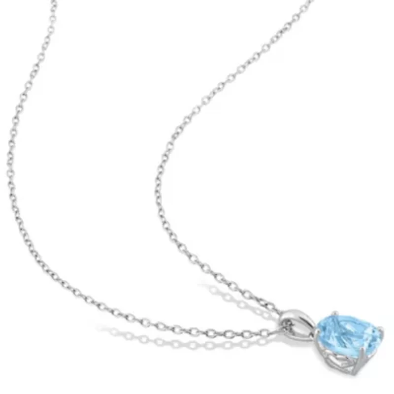 2-Piece Set of 7.5 ct. t.g.w. Sky Blue Topaz Solitaire Earrings and Pendant with Chain in Sterling Silver