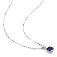 Lab Created 2-Piece Set of 3 ct. t.g.w. Created Blue Sapphire Earrings and Pendant with Chain in Sterling Silver