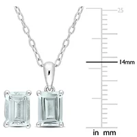 2-Piece Set of 2.85 ct. t.g.w. Aquamarine Earrings and Pendant with Chain in Sterling Silver