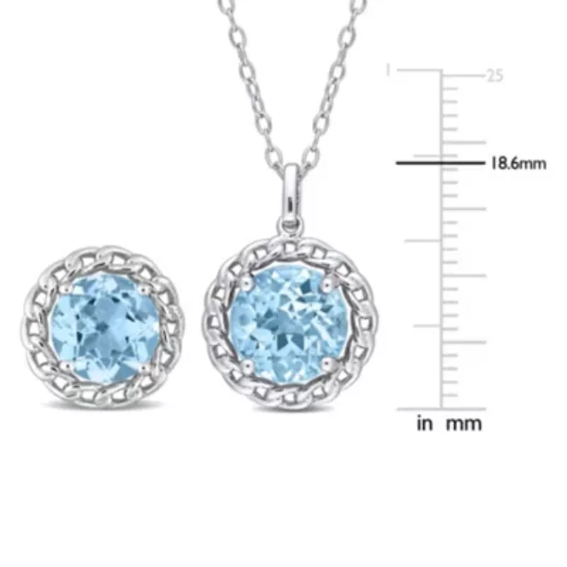 2-Piece Set of 8.2 ct. t.g.w. Sky Blue Topaz Earrings and Pendant with Chain in Sterling Silver