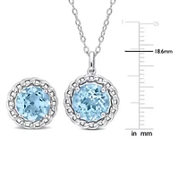 2-Piece Set of 8.2 ct. t.g.w. Sky Blue Topaz Earrings and Pendant with Chain in Sterling Silver