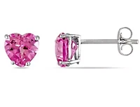 Lab Created Created Pink Sapphire Stud Earrings in 10K White Gold