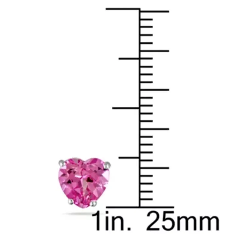 Lab Created Created Pink Sapphire Stud Earrings in 10K White Gold