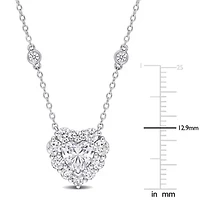 Lab Created Created Moissanite-White Heart Necklace with Chain in Sterling Silver
