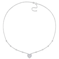 Lab Created Created Moissanite-White Heart Necklace with Chain in Sterling Silver