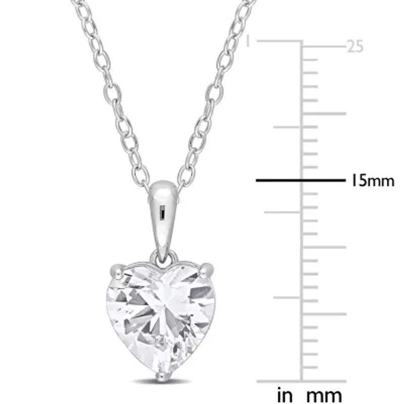 Lab Created Created White Sapphire Heart Pendant with Chain in Sterling Silver