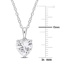 Lab Created Created White Sapphire Heart Pendant with Chain in Sterling Silver
