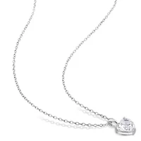 Lab Created Created White Sapphire Heart Pendant with Chain in Sterling Silver