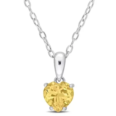 Citrine Heart Pendant with Chain in Sterling Silver