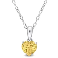 Citrine Heart Pendant with Chain in Sterling Silver