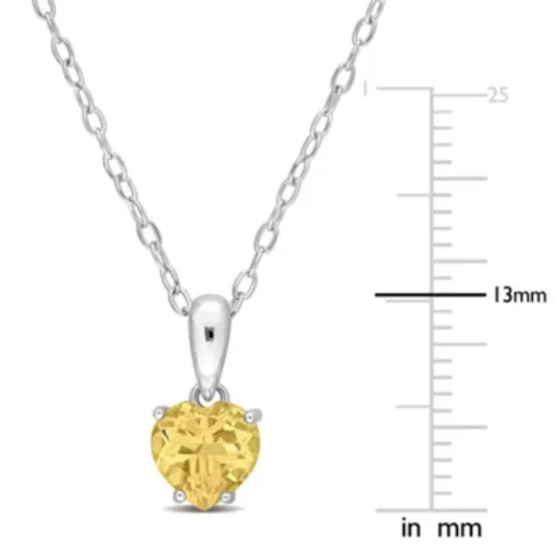 Citrine Heart Pendant with Chain in Sterling Silver