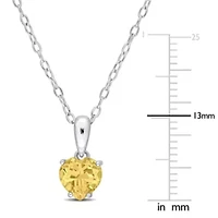 Citrine Heart Pendant with Chain in Sterling Silver