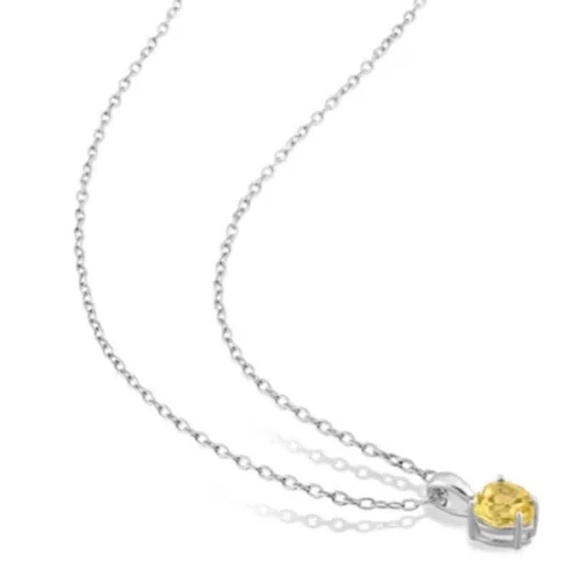 Citrine Heart Pendant with Chain in Sterling Silver