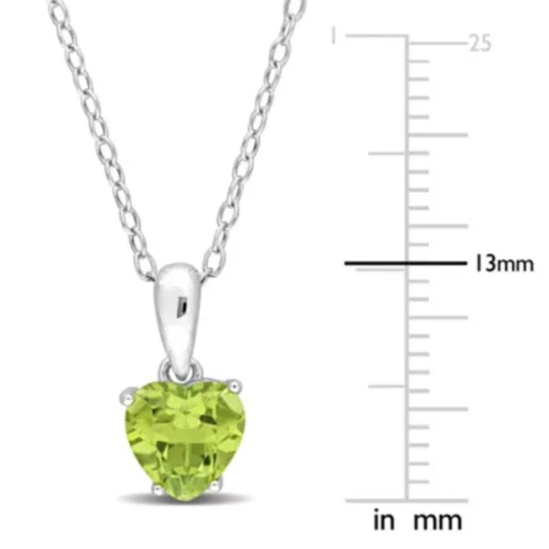 Peridot Heart Pendant with Chain in Sterling Silver