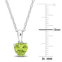 Peridot Heart Pendant with Chain in Sterling Silver