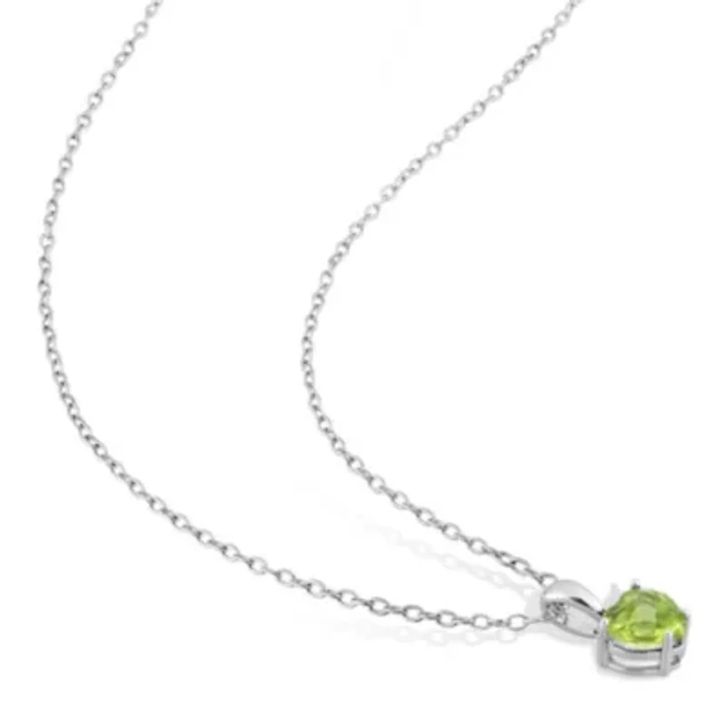 Peridot Heart Pendant with Chain in Sterling Silver