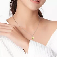Peridot Heart Pendant with Chain in Sterling Silver