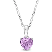Amethyst Heart Pendant with Chain in Sterling Silver