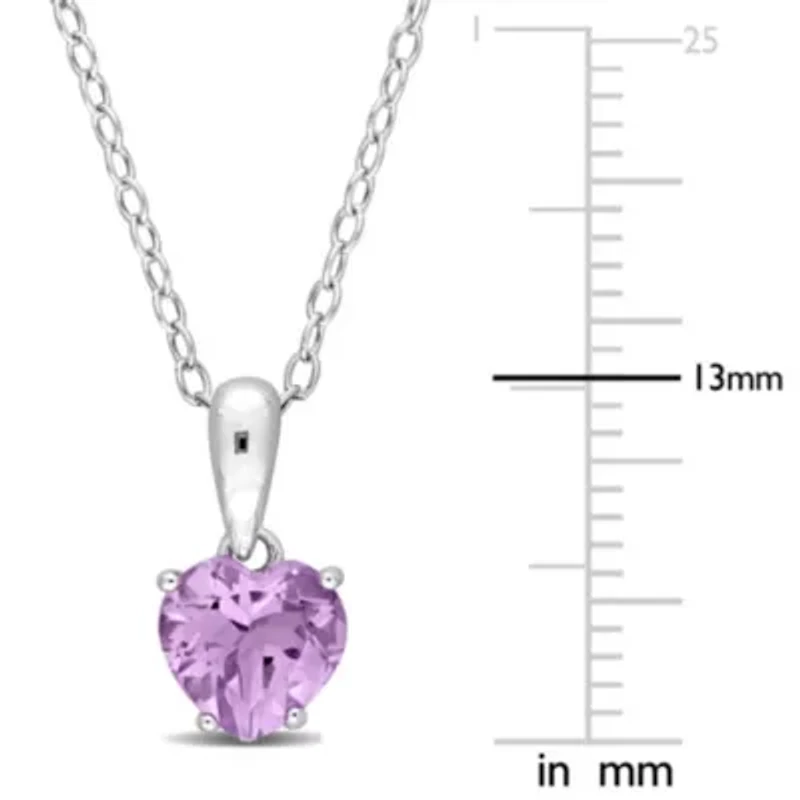 Amethyst Heart Pendant with Chain in Sterling Silver