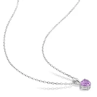 Amethyst Heart Pendant with Chain in Sterling Silver