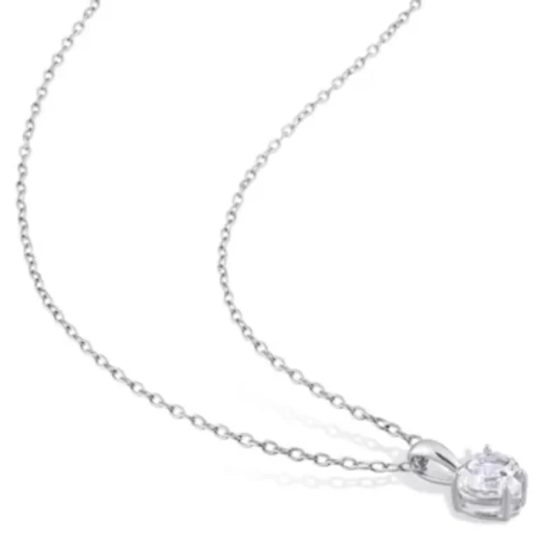 White Topaz Heart Pendant with Chain in Sterling Silver