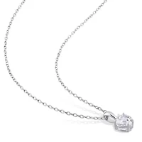 White Topaz Heart Pendant with Chain in Sterling Silver