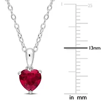 Lab Created Created Ruby Heart Pendant with Chain in Sterling Silver