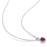 Lab Created Created Ruby Heart Pendant with Chain in Sterling Silver