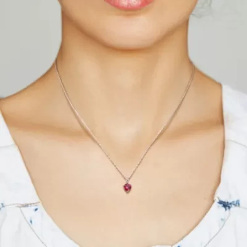 Lab Created Created Ruby Heart Pendant with Chain in Sterling Silver
