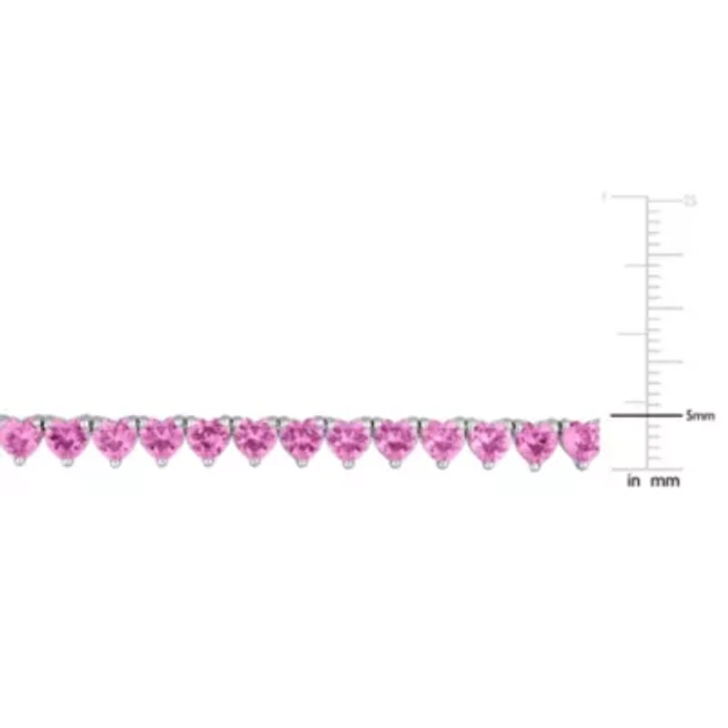 Lab Created Created Pink Sapphire Tennis Necklace in Sterling Silver