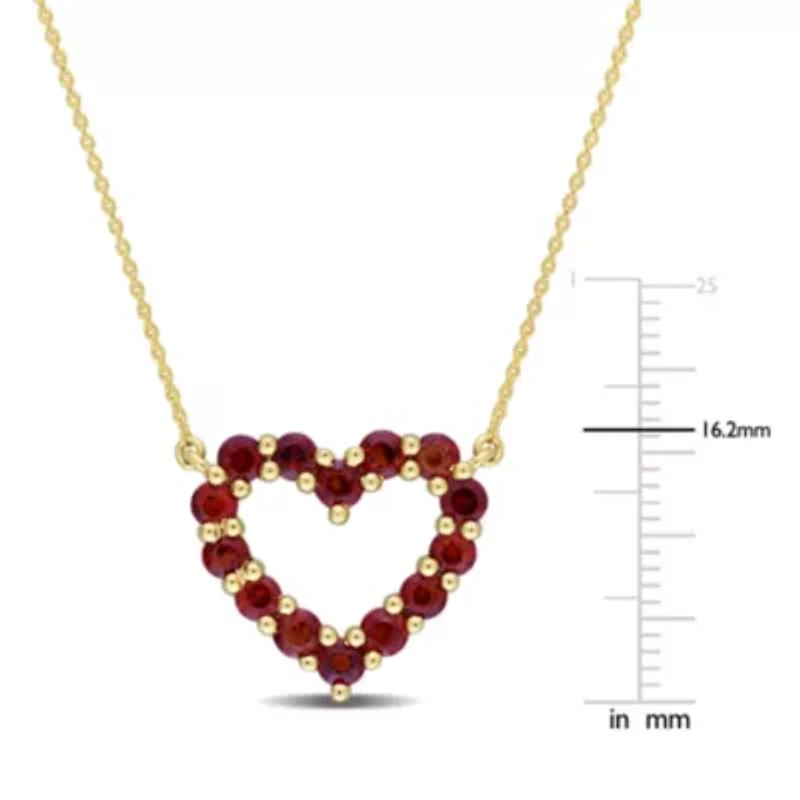 Garnet Open Heart Pendant with Chain in 10K Yellow Gold
