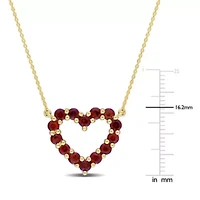 Garnet Open Heart Pendant with Chain in 10K Yellow Gold