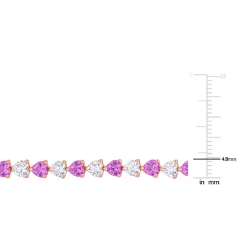 Lab Created Created Pink Sapphire and Created White Sapphire Tennis Bracelet in 18K Rose Gold Plated Sterling Silver