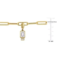 Lab Created Created White Sapphire Oval Link Charm Bracelet in Yellow Plated Sterling Silver