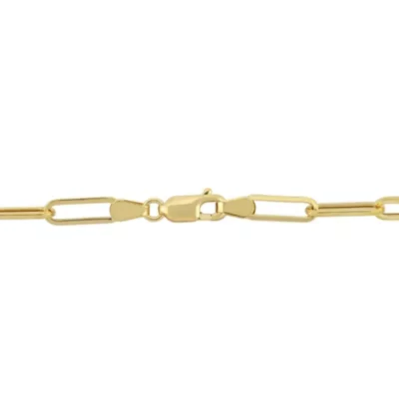 Lab Created Created Blue and Created White Sapphire Oval Link Charm Bracelet in Yellow Plated Sterling Silver