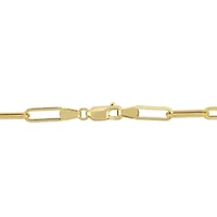 Lab Created Created Blue and Created White Sapphire Oval Link Charm Bracelet in Yellow Plated Sterling Silver