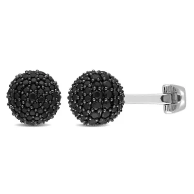 Black Spinel Cufflink Pin Sterling Silver with Black Rhodium Plated
