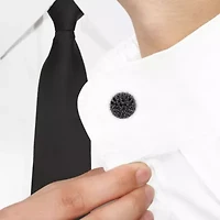 Black Spinel Cufflink Pin Sterling Silver with Black Rhodium Plated