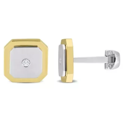 1/10 ct. t.w. Diamond Cufflink Pin in 14K Two-Tone Gold