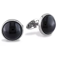 Black Onyx Cufflink Pin in Sterling Silver