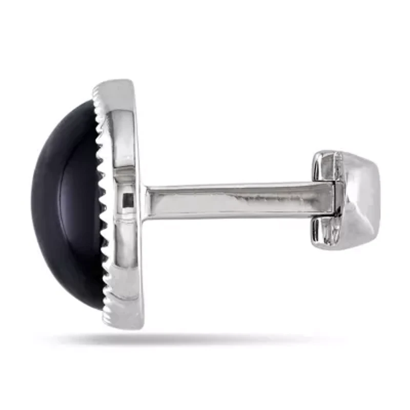 Black Onyx Cufflink Pin in Sterling Silver