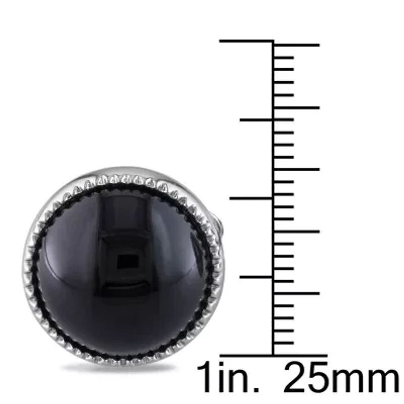 Black Onyx Cufflink Pin in Sterling Silver