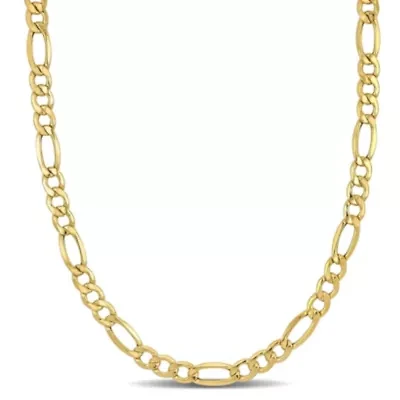 Semi-Solid Figaro Necklace in 10K Yellow Gold