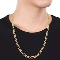 Semi-Solid Figaro Necklace in 10K Yellow Gold