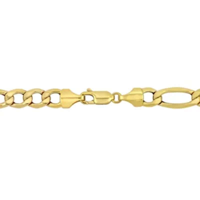 Semi-Solid Figaro Necklace in 10K Yellow Gold