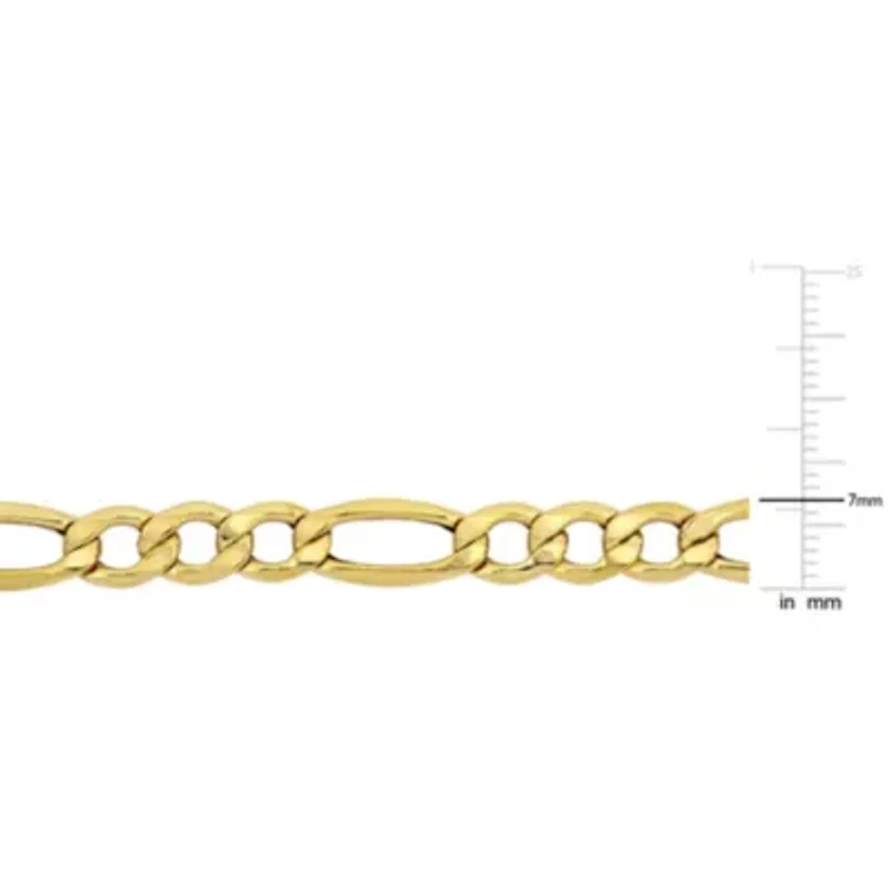 Semi-Solid Figaro Necklace in 10K Yellow Gold