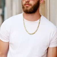 Semi-Solid Figaro Necklace in 10K Yellow Gold