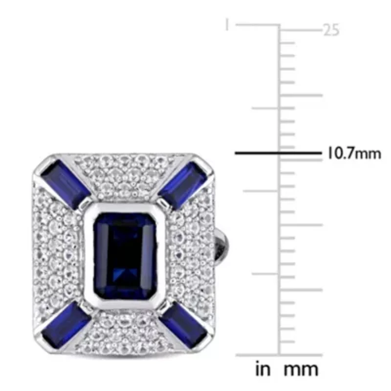 Created Blue and Created White Sapphire Cufflink in Sterling Silver